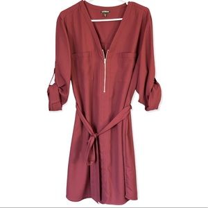 Express Dress XL | Ladies Express Blouse Dress w Half Zip Burgundy